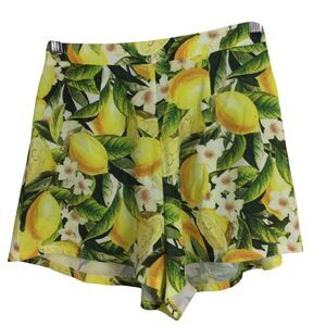 Show Me Your Mumu Martine Lemon Citrus Print Pull On Beach Shorts Yellow XSmall